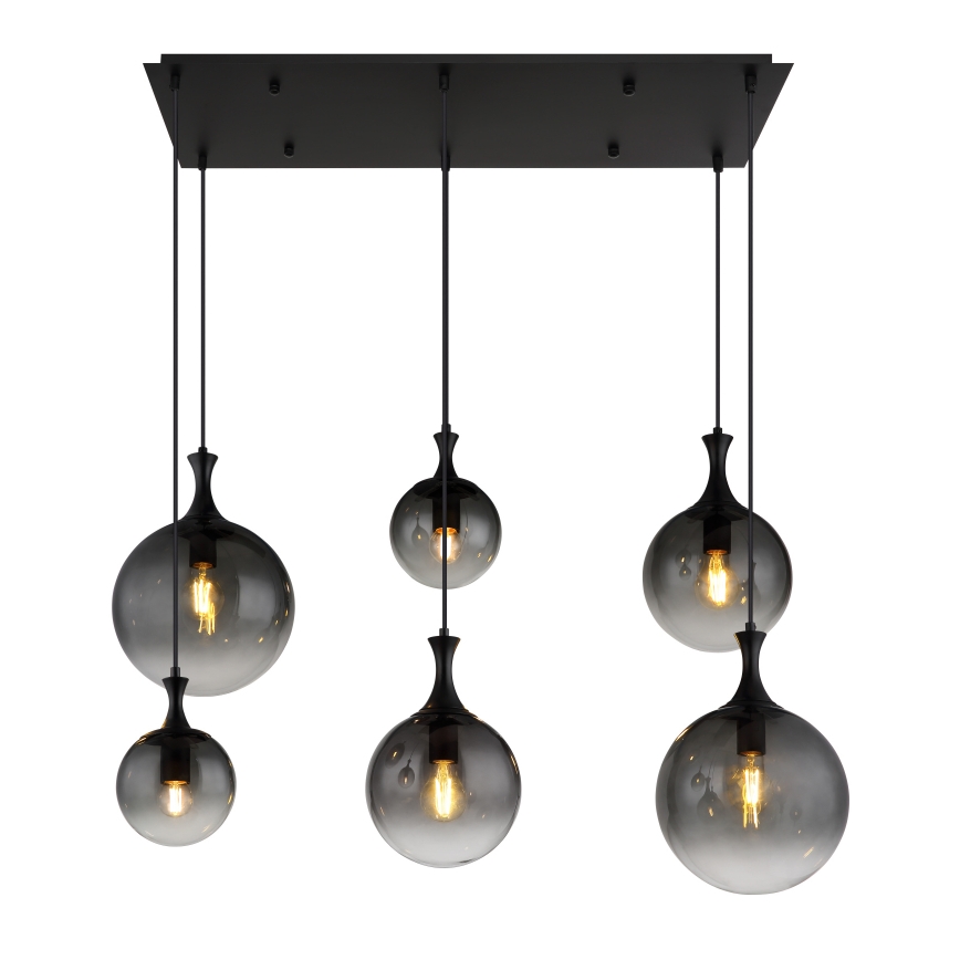 Globo - Lámpara colgante 6xE27/10W/230V negro