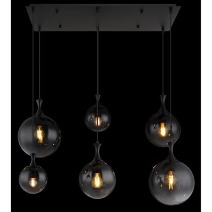 Globo - Lámpara colgante 6xE27/10W/230V negro