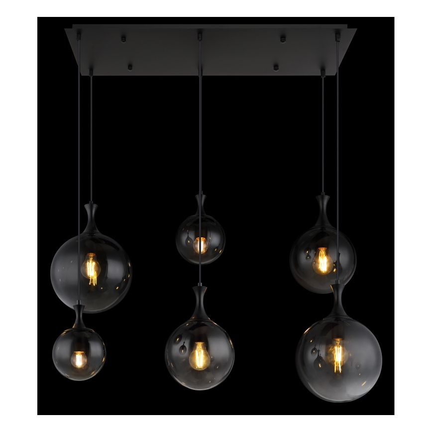 Globo - Lámpara colgante 6xE27/10W/230V negro