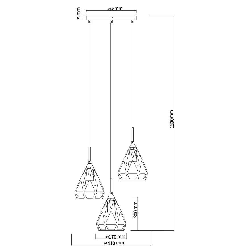 Globo - Lámpara colgante 3xE27/40W/230V