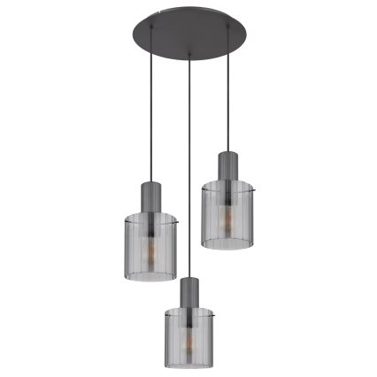 Globo - Lámpara colgante 3xE27/40W/230V diá. 48 cm gris