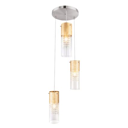 Globo - Lámpara colgante 3xE27/60W/230V diá. 30 cm dorado