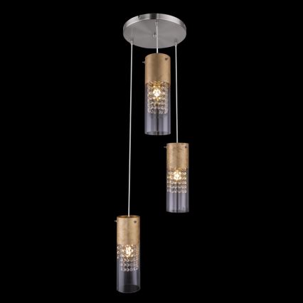 Globo - Lámpara colgante 3xE27/60W/230V diá. 30 cm dorado