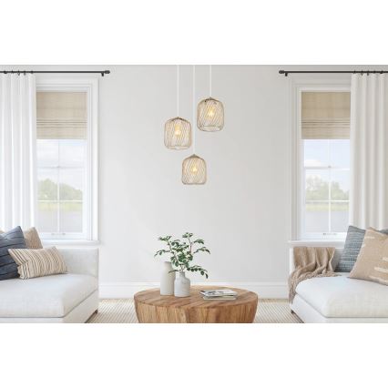 Globo - Lámpara colgante con cable 3xE27/40W/230V beige/blanco