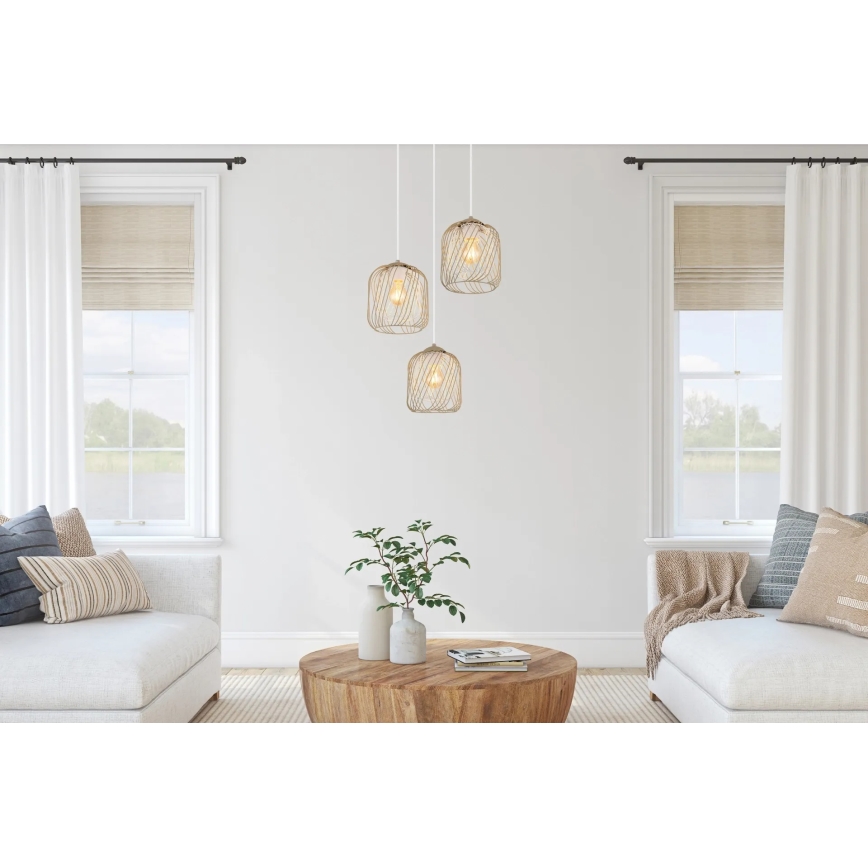 Globo - Lámpara colgante con cable 3xE27/40W/230V beige/blanco