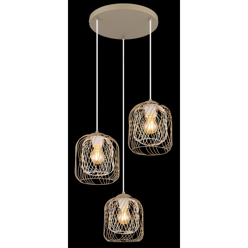 Globo - Lámpara colgante con cable 3xE27/40W/230V beige/blanco