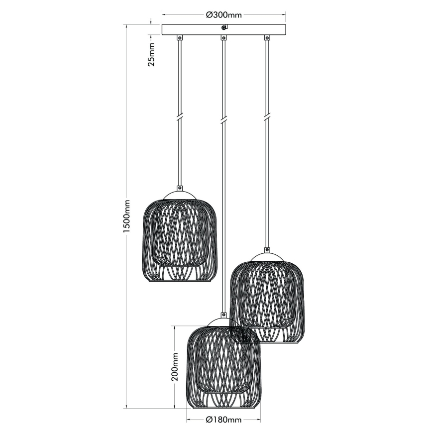 Globo - Lámpara colgante con cable 3xE27/40W/230V