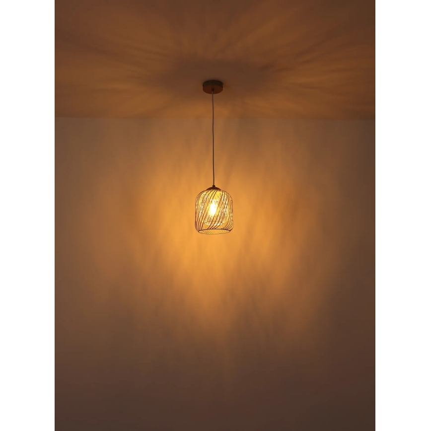 Globo - Lámpara colgante con cable 1xE27/40W/230V Ø 18 cm beige/blanco