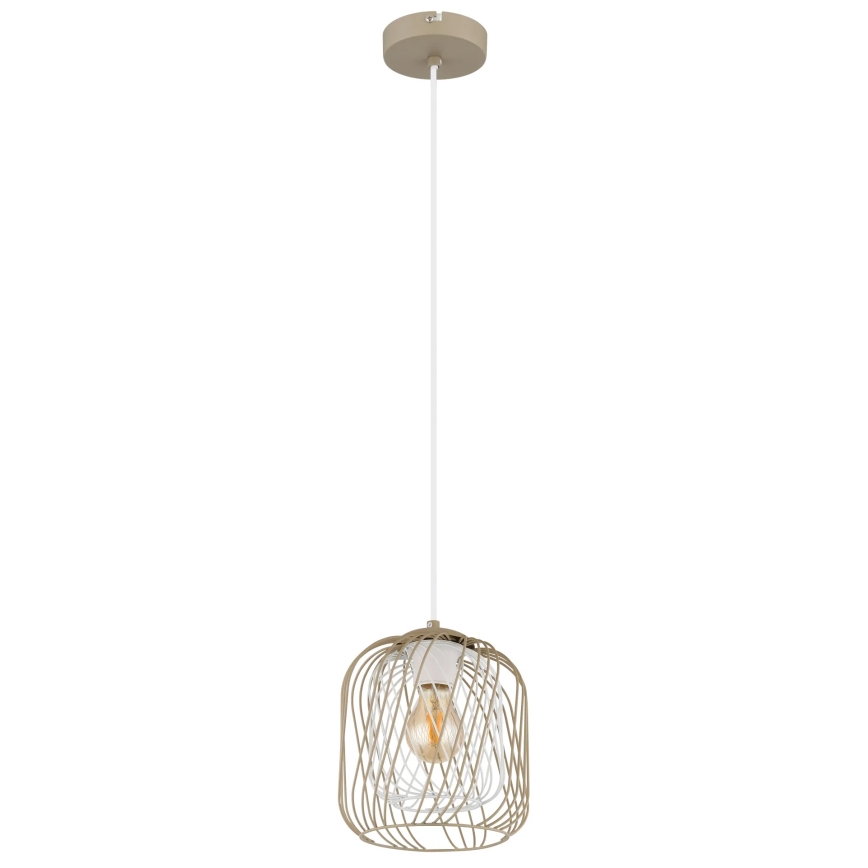 Globo - Lámpara colgante con cable 1xE27/40W/230V Ø 18 cm beige/blanco