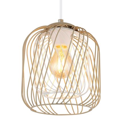 Globo - Lámpara colgante con cable 1xE27/40W/230V Ø 18 cm beige/blanco