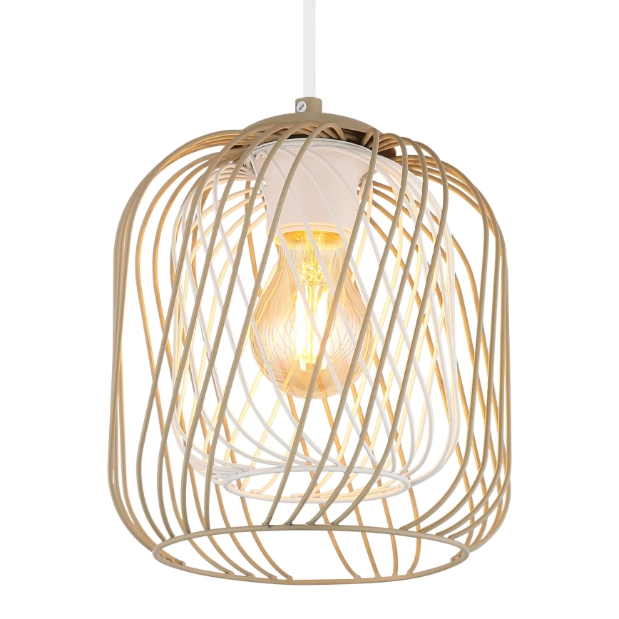 Globo - Lámpara colgante con cable 1xE27/40W/230V Ø 18 cm beige/blanco