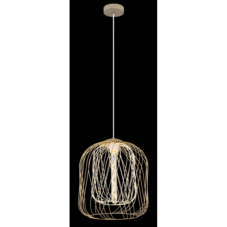 Globo - Lámpara colgante con cable 1xE27/40W/230V diámetro 35 cm beige/blanco