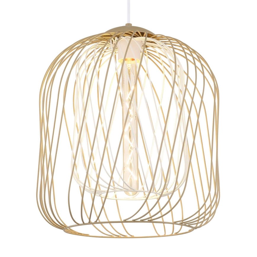 Globo - Lámpara colgante con cable 1xE27/40W/230V diámetro 35 cm beige/blanco