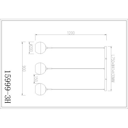 Globo - Lámpara colgante con cable 3xE27/60W/230V