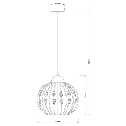 Globo - Lámpara colgante con cable, 1x E27/60W/230V, Ø 30 cm