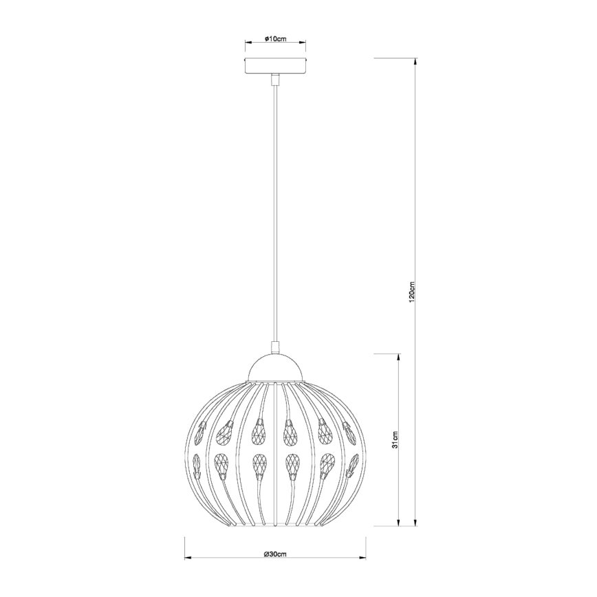 Globo - Lámpara colgante con cable, 1x E27/60W/230V, Ø 30 cm