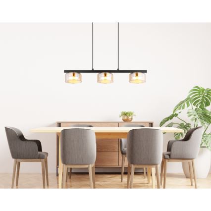 Globo - Lámpara LED colgante 3xGX53/6W/230V ahumado/marrón