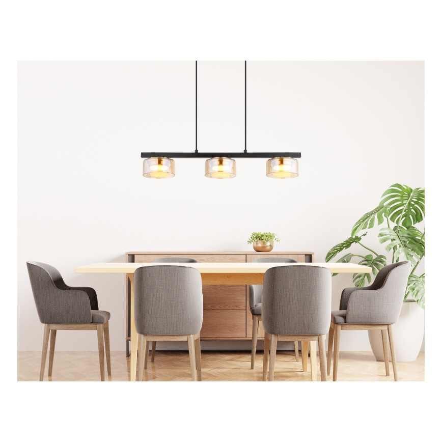 Globo - Lámpara LED colgante 3xGX53/6W/230V ahumado/marrón
