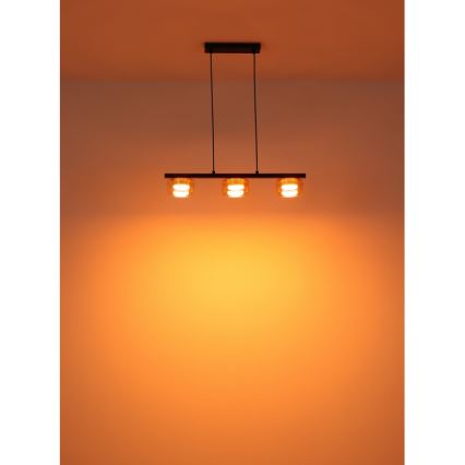 Globo - Lámpara LED colgante 3xGX53/6W/230V ahumado/marrón
