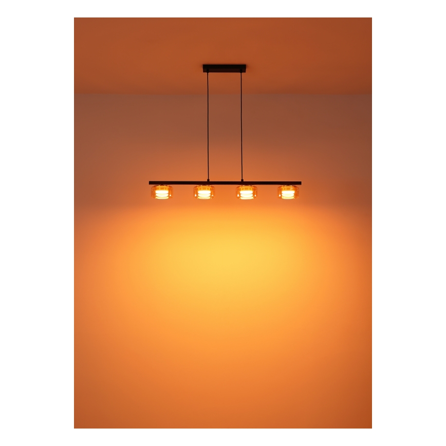 Globo - Lámpara LED colgante 4xGX53/6W/230V ahumado/marrón