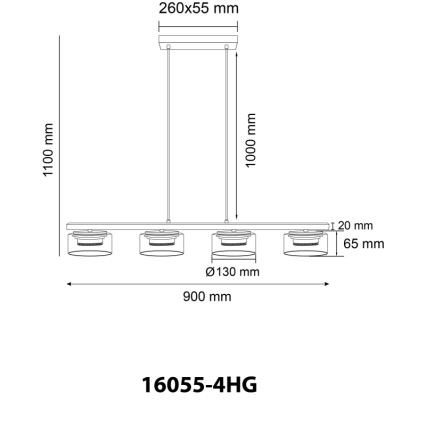 Globo - Lámpara LED colgante 4xGX53/6W/230V ahumado/marrón