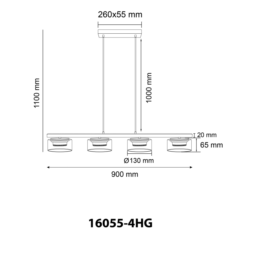 Globo - Lámpara LED colgante 4xGX53/6W/230V ahumado/marrón