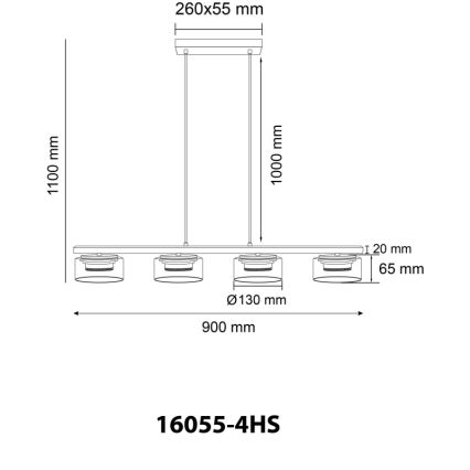 Globo - Lámpara LED colgante 4xGX53/6W/230V ahumado/negro