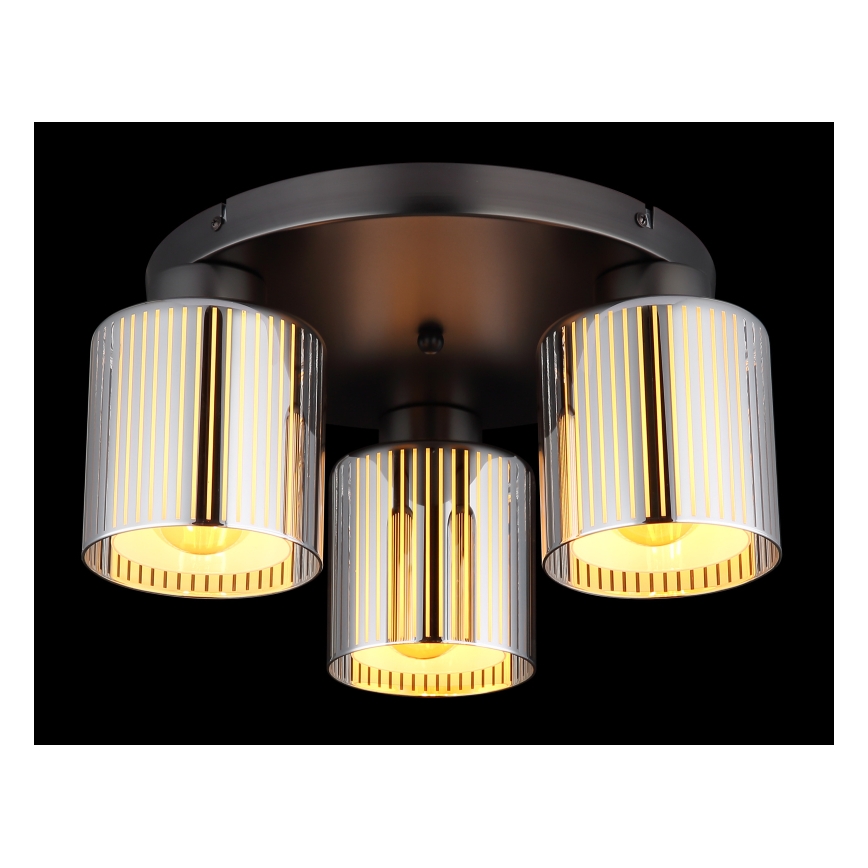 Globo - Lámpara de techo 3xE27/60W/230V, cromo pulido, Ø 34,5 cm