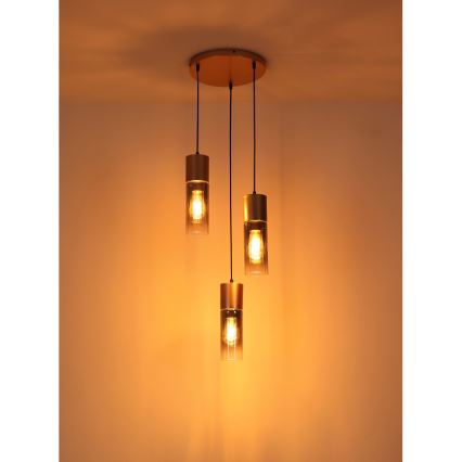 Globo - Lámpara colgante 3xE27/25W/230V bronce diá. 34 cm