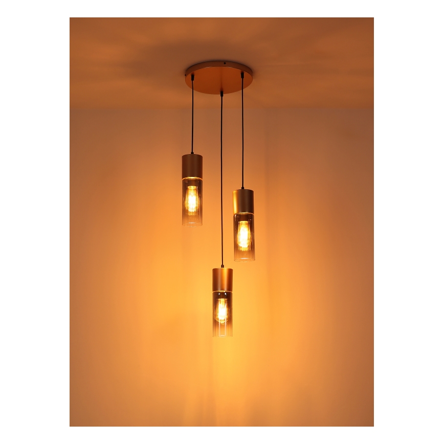 Globo - Lámpara colgante 3xE27/25W/230V bronce diá. 34 cm