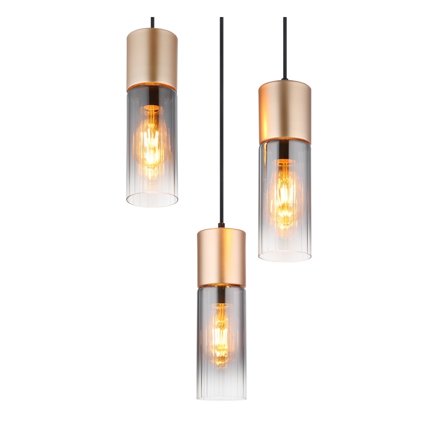 Globo - Lámpara colgante suspendida por cable 3xE27/25W/230V acabado bronce, diámetro 30 cm