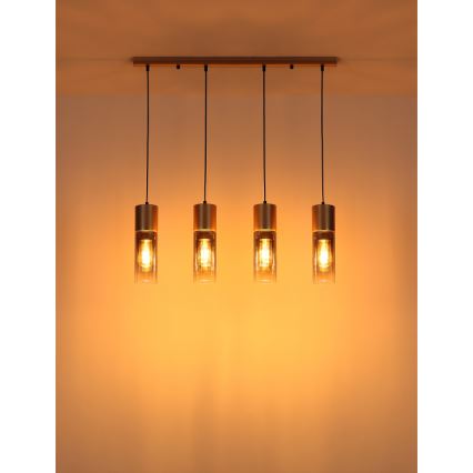 Globo - Lámpara colgante 3xE27/25W/230V bronce