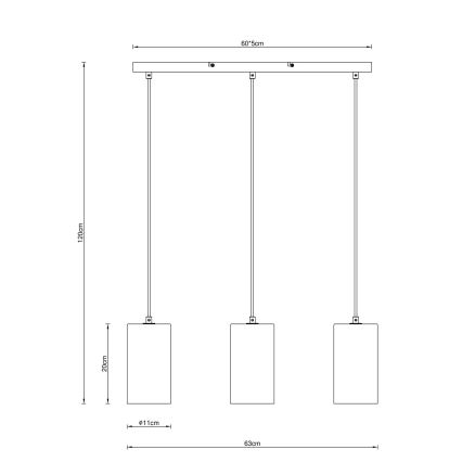 Globo - Lámpara colgante 3xE14/25W/230V negro