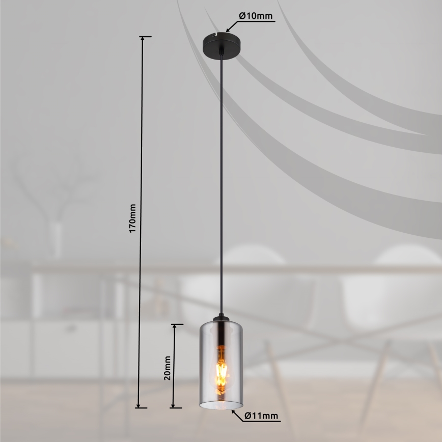 Globo - Lámpara colgante 1xE27/25W/230V diá. 11 cm negro