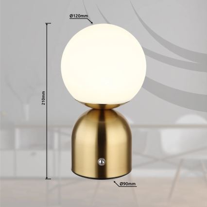 Globo - Lámpara de mesa táctil LED regulable LED/2,5W/3,7V 2700K/4000K/6500K 1800 mAh USB latón