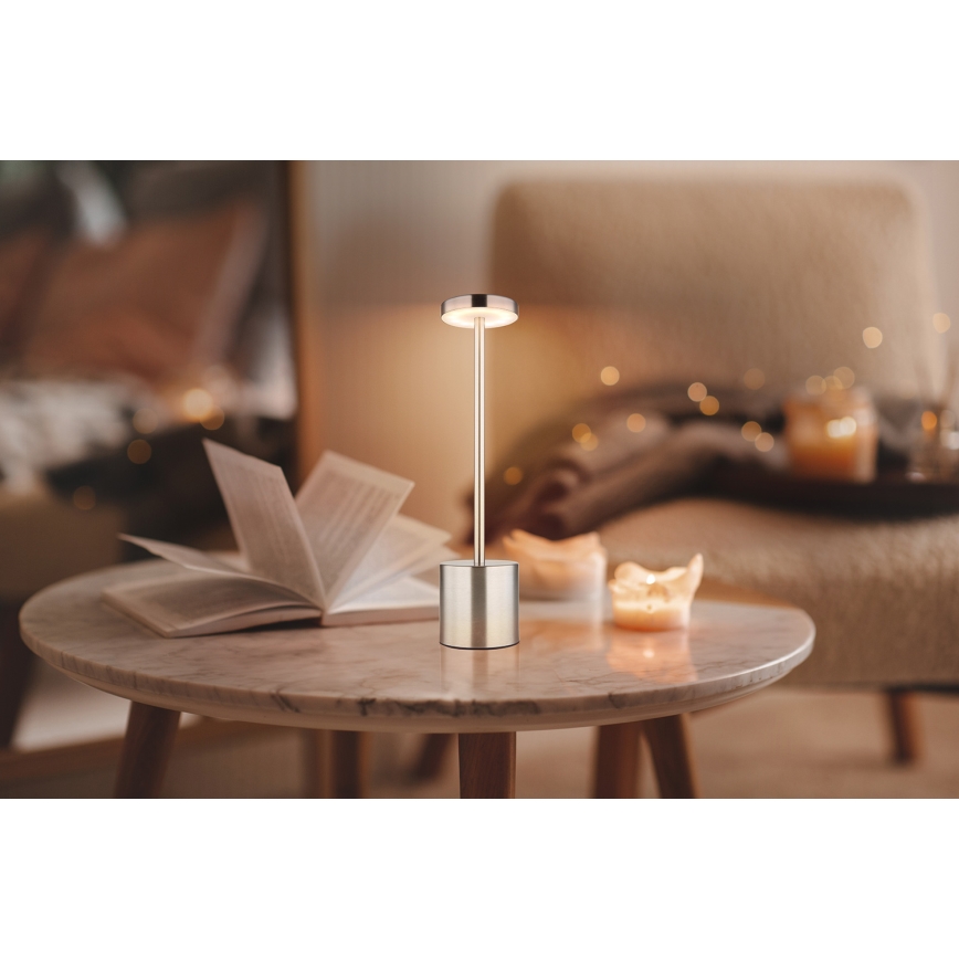 Globo - Lámpara de mesa regulable LED táctil LED/1,2W/3,7V 2000K/3500K/7000K 1200 mAh USB cromo mate
