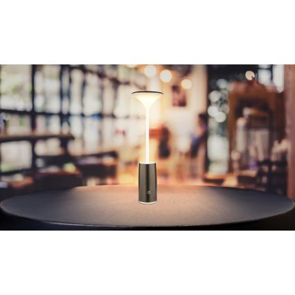 Globo - LED Lámpara de mesa táctil recargable y regulable LED/1,2W/3,7V 3000K 1500mAh negro