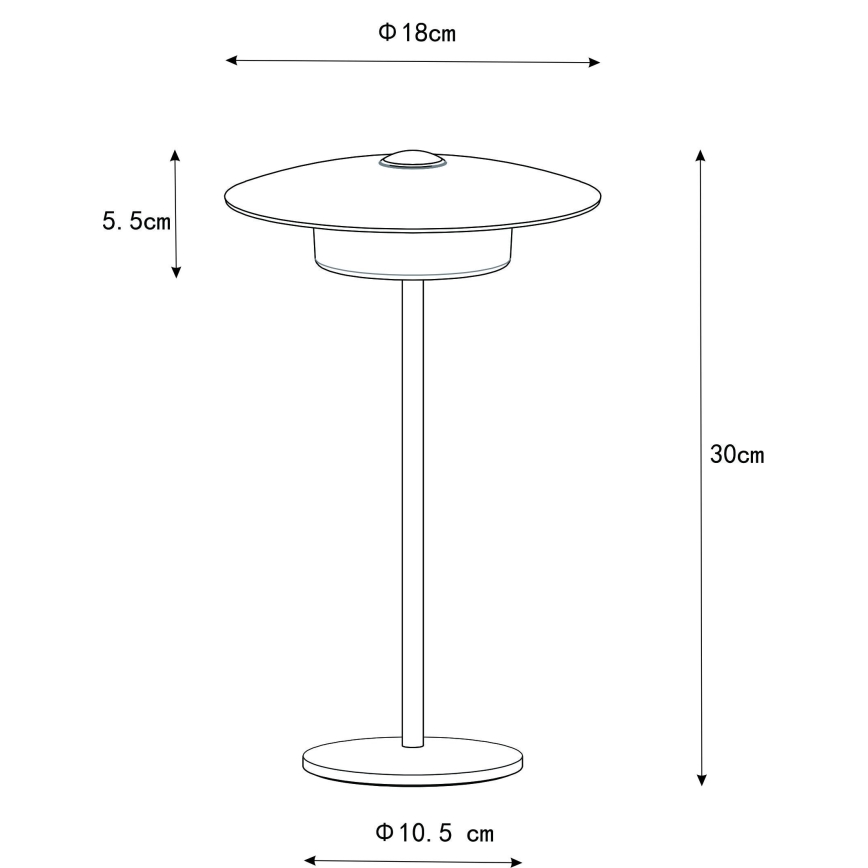 Globo - LED Lámpara de mesa táctil recargable para exteriores LED/3W/3,7V 1800/2700/3000K IP44 1800 mAh negro