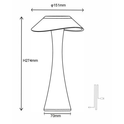 Globo 21025A - Lámpara de mesa LED recargable y regulable AMBRA LED/2,5W/3,7V 2700K/4500K/6500K dorado
