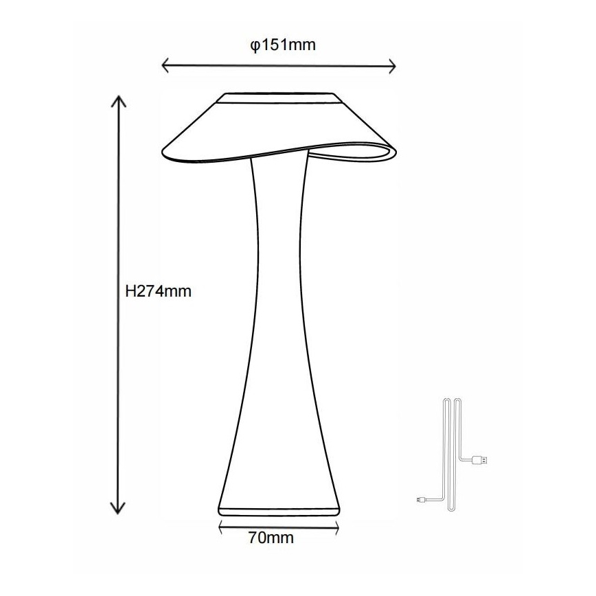 Globo - Lámpara de mesa recargable LED regulable LED/2,5W/3,7V 1200 mAh 2700/4500/6500K dorada