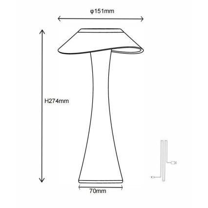 Globo 21025C - Lámpara de mesa LED recargable y regulable AMBRA LED/2,5W/3,7V 2700K/4500K/6500K blanco