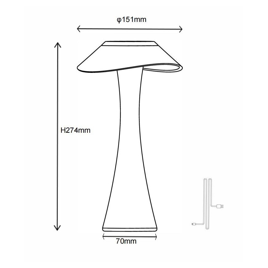 Globo 21025C - Lámpara de mesa LED recargable y regulable AMBRA LED/2,5W/3,7V 2700K/4500K/6500K blanco