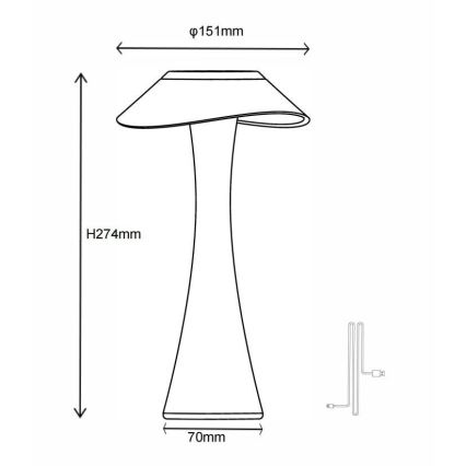Globo 21025S - Lámpara de mesa LED recargable y regulable AMBRA LED/2,5W/3,7V 2700K/4500K/6500K negro