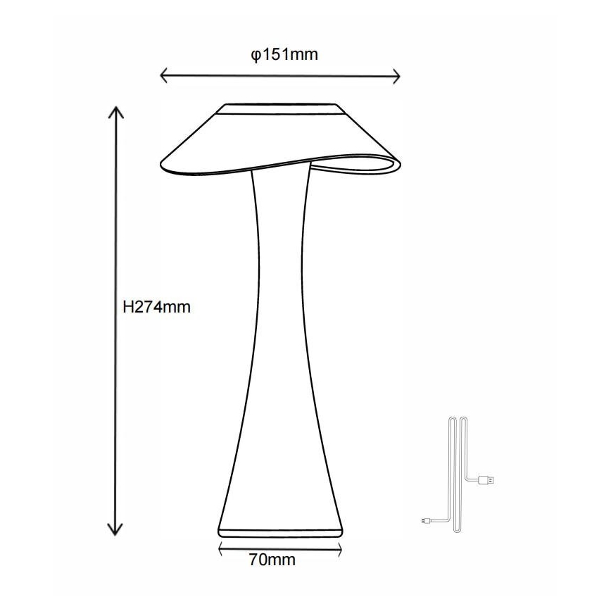 Globo 21025S - Lámpara de mesa LED recargable y regulable AMBRA LED/2,5W/3,7V 2700K/4500K/6500K negro