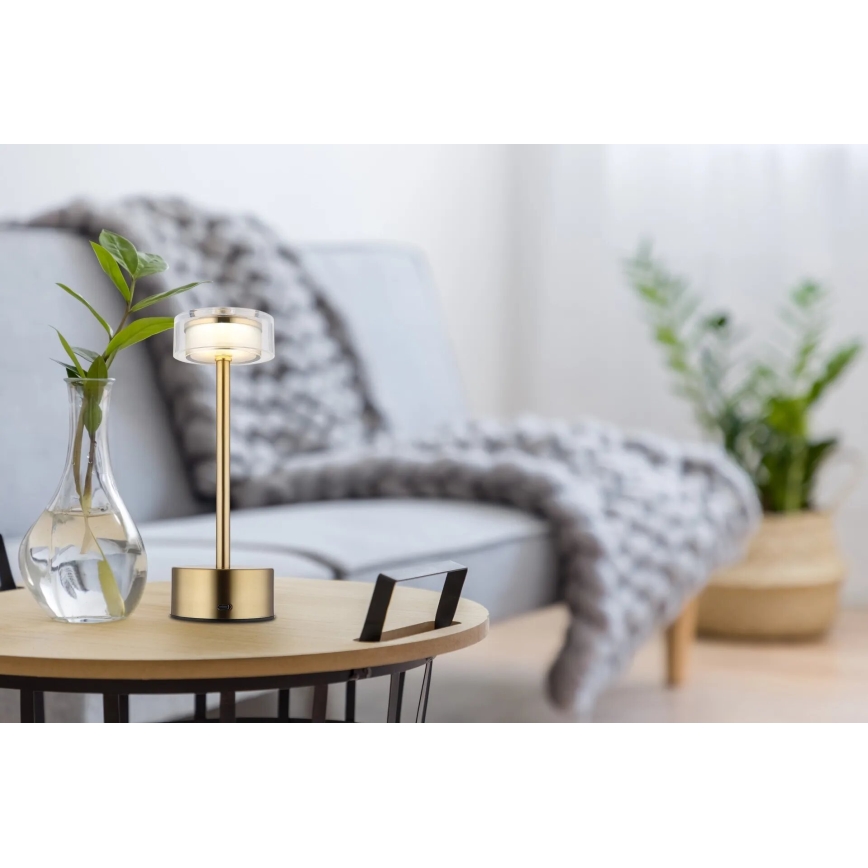 Globo - Lámpara de mesa LED táctil recargable y regulable LED/2,5W/3,7V 2700/4000/6500K 1800mAh latón