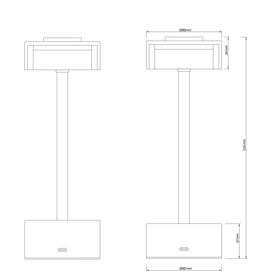 Globo - Lámpara de mesa LED táctil recargable y regulable LED/2,5W/3,7V 2700/4000/6500K 1800mAh latón