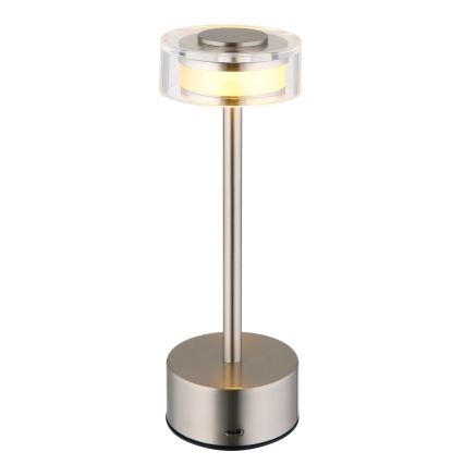Globo - Lámpara LED de mesa táctil recargable y regulable LED/2,5W/3,7V 2700/4000/6500K 1800mAh cromo mate