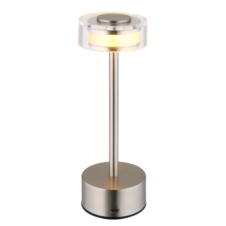 Globo - Lámpara LED de mesa táctil recargable y regulable LED/2,5W/3,7V 2700/4000/6500K 1800mAh cromo mate