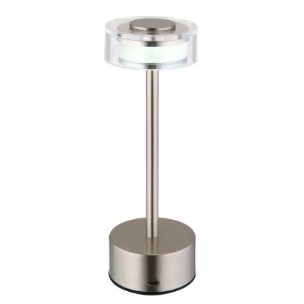 Globo - Lámpara LED de mesa táctil recargable y regulable LED/2,5W/3,7V 2700/4000/6500K 1800mAh cromo mate