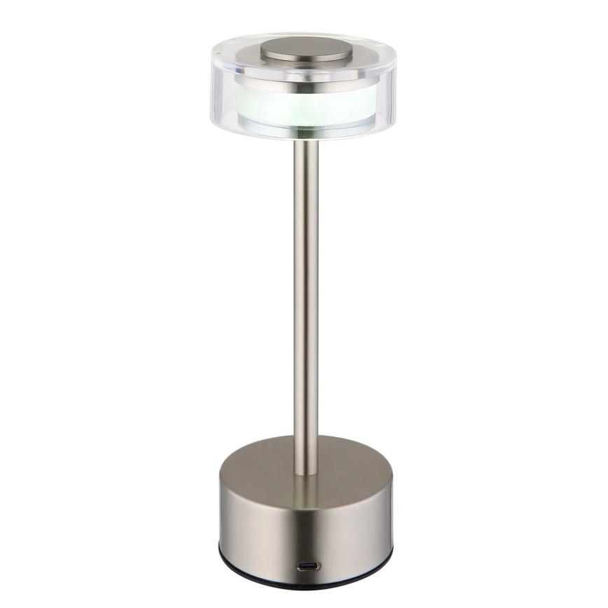 Globo - Lámpara LED de mesa táctil recargable y regulable LED/2,5W/3,7V 2700/4000/6500K 1800mAh cromo mate